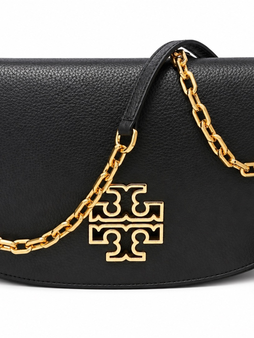 Tory Burch Britten Leather Convertible Clutch with Gold Chain